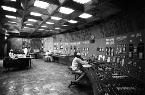 The control room of the Chernobyl nuclear power plant at Pripyat. Photo credit goes to: RIA Novosti