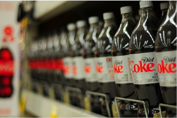 Diet soda on the shelf