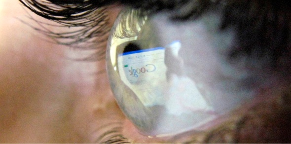 internet search page reflected in eye