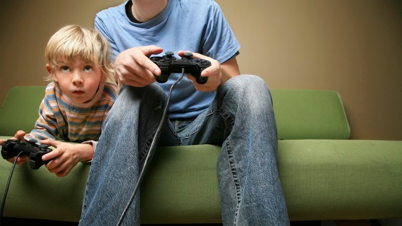 Kids playing video games