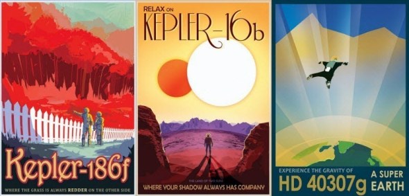 retro space travel posters