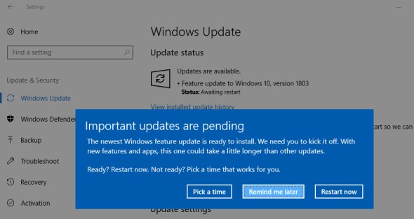 windows10 update screen