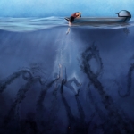 drowning being pulled underwater by dark tentacles