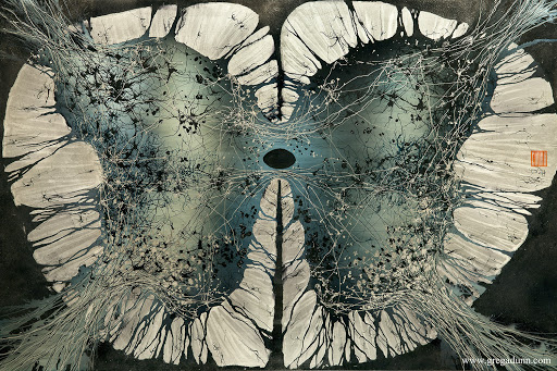 Gold leaf spinal cord art by Greg Dunn design