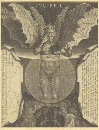 From Dante's Inferno, a drawing of Lucifer in hell