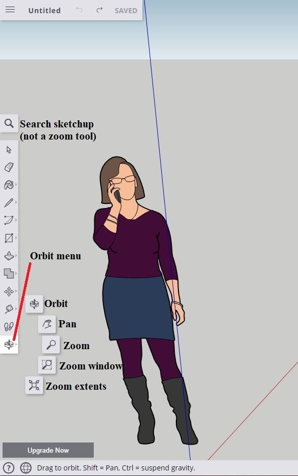 Sketchup main menu - orbit
