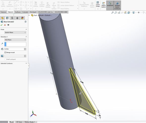 Solidworks - fin extrude
